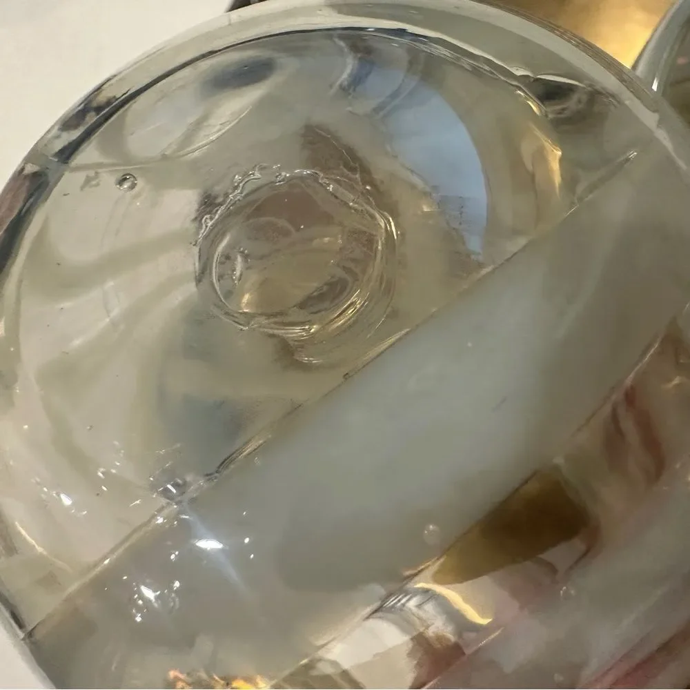 (2) Hand blown glass tumblers Tumbler Set - Clear with white glitter flecks